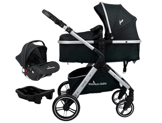 carrinho de bebê tipo travel system kansas preto com prata
