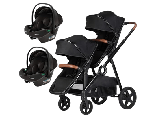 tipo de Carrinho para Carrinho Para Gêmeos um atras do outro Go 2 Black + 2 Bebês Confortos I-Prime