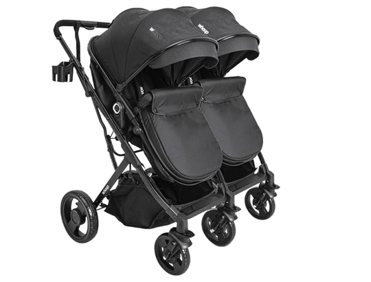 tipo de Carrinho para Gemeos lado a lado Duplo Vox II Preto Kiddo