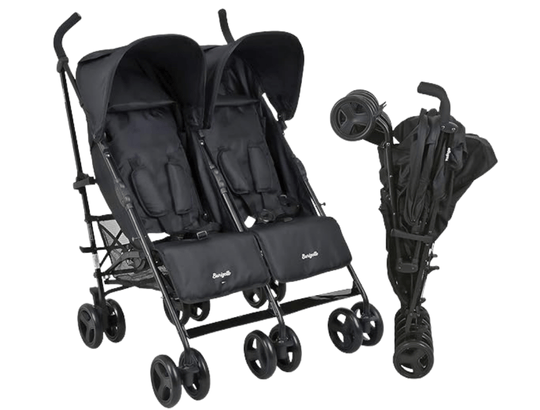 tipo de Carrinho para gêmeos guarda-chuva Burigotto Twingo Black Preto