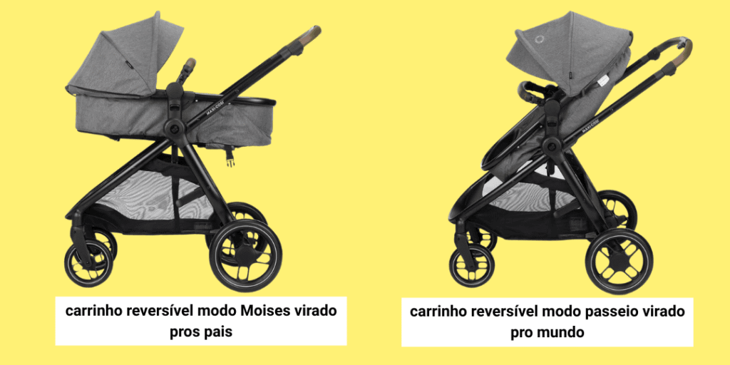 tipos de carrinho de bebê com assento reversível modo passeio e modo moisés